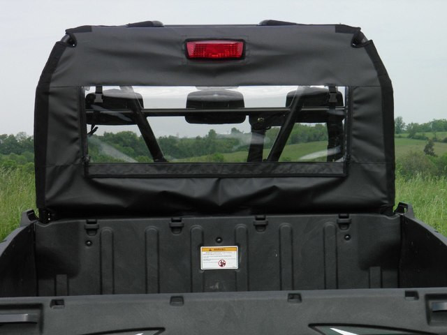Straight rear view of the 3 Star soft back panel and closed window on an Arctic Cat Prowler 700