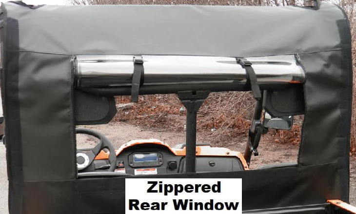 3 Star zippered rear window detail - Hisun 500/700 & Axis 500/700 Full Cab Enclosure for Hard Windshield