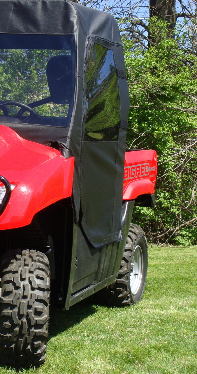 Close-up of the 3 Star soft door with clear window on the Honda Big Red, upright view