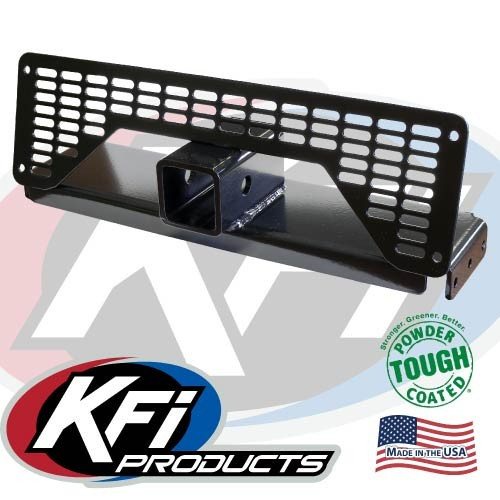 KFI Polaris Ranger multi-mount winch kit vented black plate with a 2 inch receiver tube