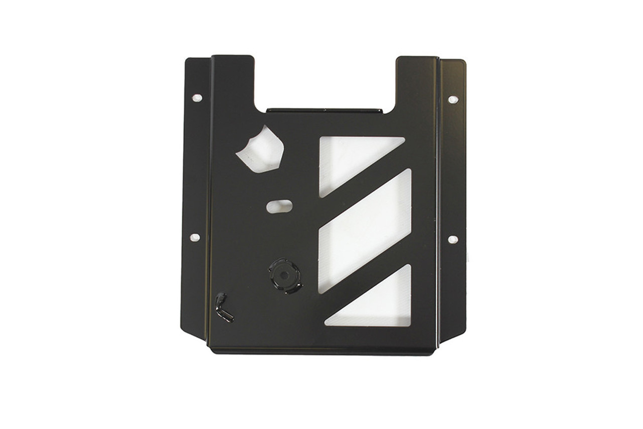 Pro Armor seat slider plate for Polaris models, top-down view of the cutouts and mounting holes