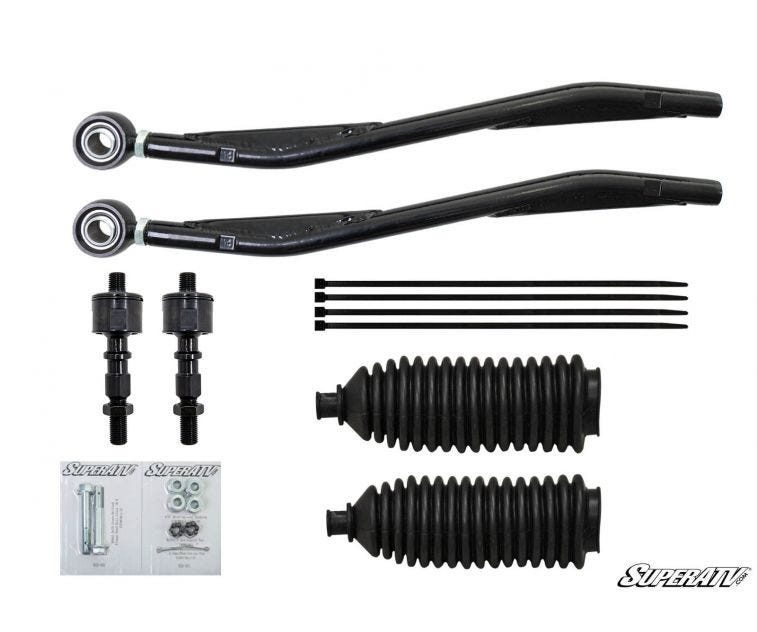 SuperATV 6-inch lift kit tie rods, rod ends, rubber boots and zip ties for the Polaris Ranger XP570 on white