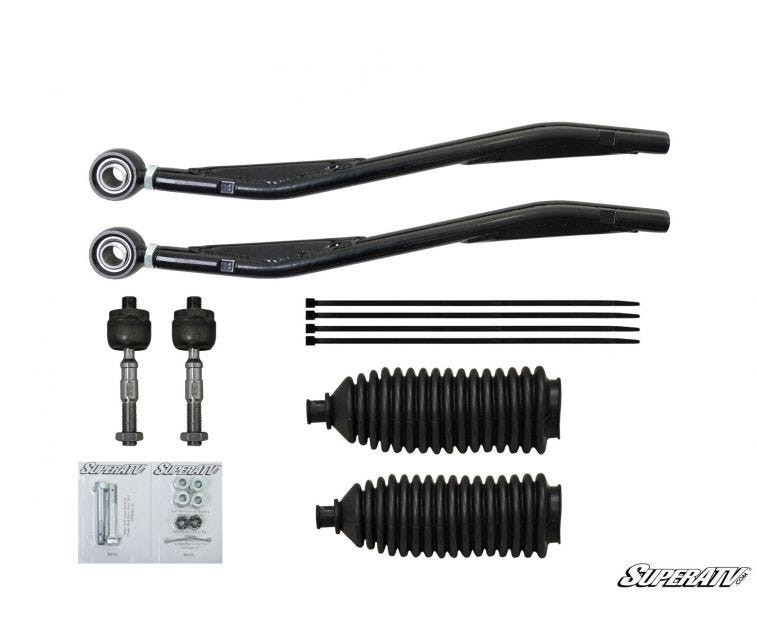 SuperATV Ranger XP 1000 6 inch lift kit tie rods, tie rod ends, rack boots and hardware on white