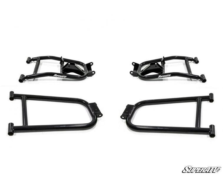 Upper and lower black A-arms with shock mounts from the SuperATV Polaris Ranger XP 1000 6 inch lift kit
