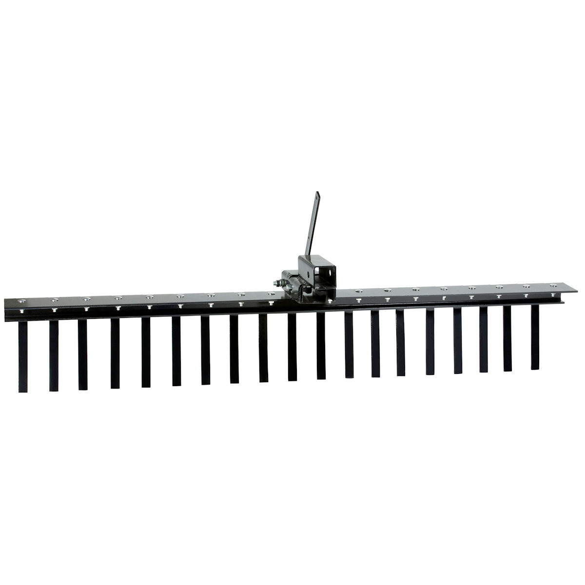 Moto Alliance Impact landscape kit 62-inch landscape rake attachment with steel tines, side view on white