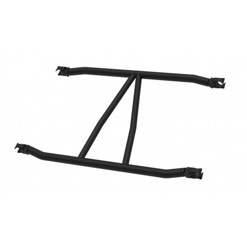 Pro Armor stock cage intrusion bar for Polaris RZR Pro XP and XP 4, black steel bar with clamp ends, rendering