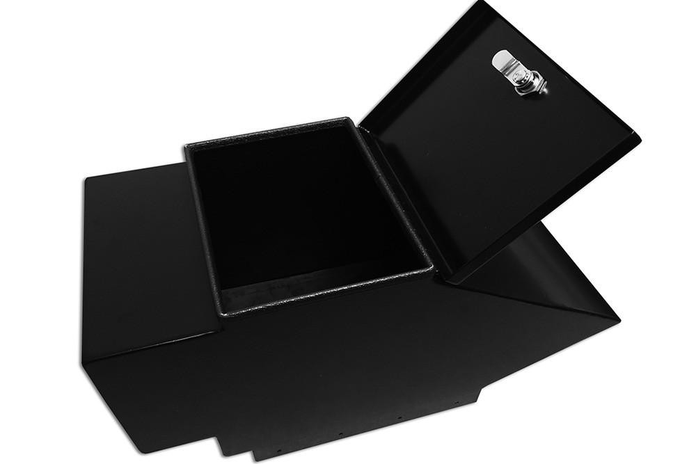 Hi-Standard Polaris Ranger center console with the locking lid flipped open, studio view on white