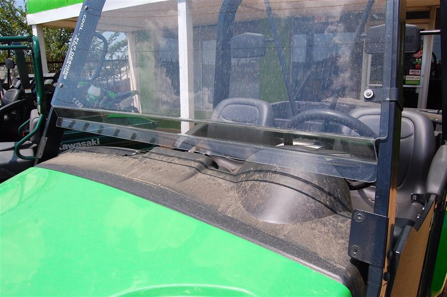 Front close view of the Trail Armor CoolFlo windshield vent and lower seal over the Arctic Cat Prowler hood