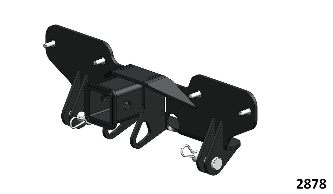Eagle plow mount for Arctic Cat Prowler PRO, black steel plate with a center tube, tabs and pins, 3D render