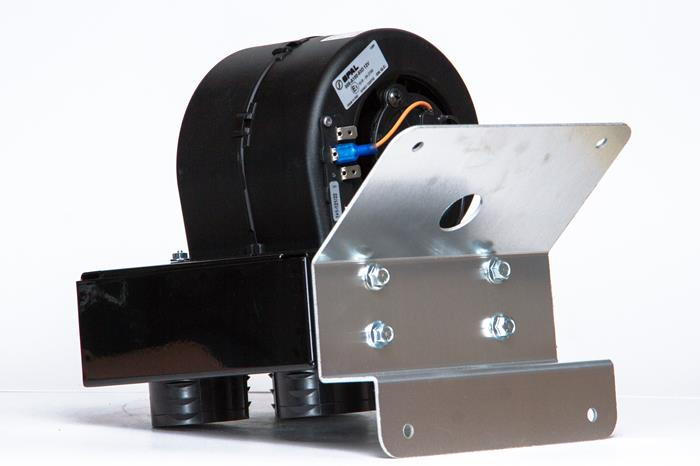 Angled view of the Universal Parts General 1000 heater with the bolted aluminum defrost duct bracket