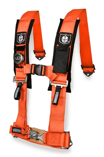 Pro Armor 2-inch harness in orange with padded shoulder straps and latch buckle, front view