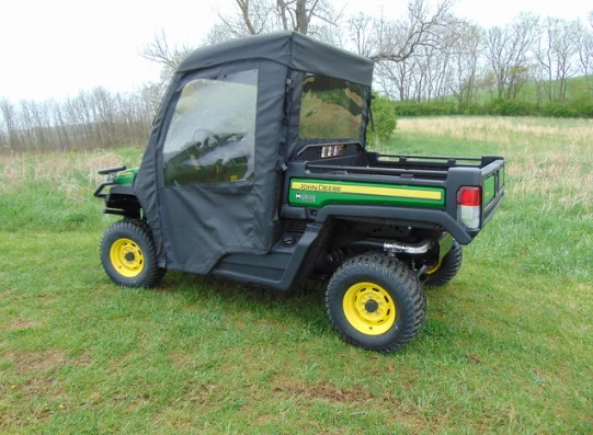 Rear three-quarter view of the Gator XUV 835/865 with the 3 Star soft rear window and doors