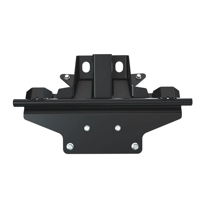 Bottom view of the Kolpin Conqueror plow mount showing the black plate, cross tube and bolt holes
