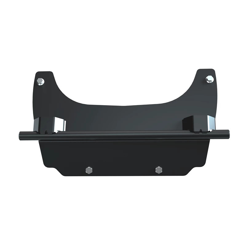 Underside view of the Kolpin Conqueror plow mount showing the bolt holes and round cross tube for John Deere XUV and HPX