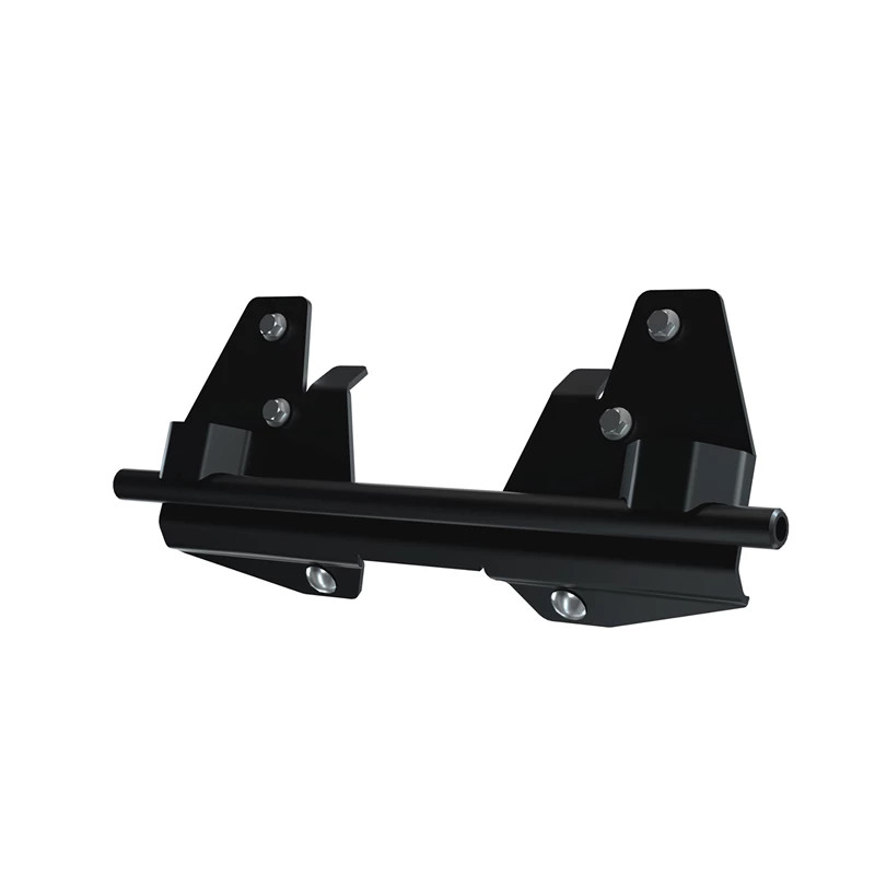 Kolpin Front-Connect Conqueror plow mount for a Ranger 570 Base, black steel brackets on a crossbar, angled rendering