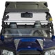 Front view of the Kolpin tilting windshield tilted open wider on the blue Polaris RZR