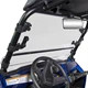 Side view of the Kolpin full tilting windshield closed on the Polaris RZR cage with the hinge clamp
