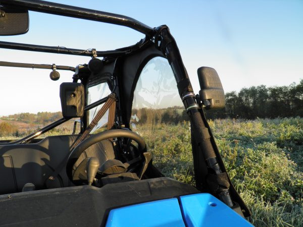 Inside view of the 3 Star soft door clear window beside the driver seat of a Honda Pioneer 1000-5