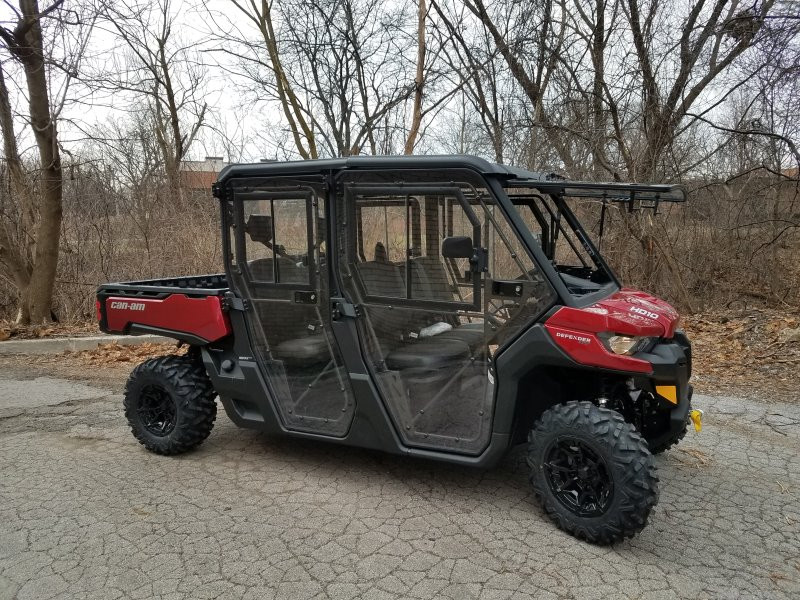 Can-Am Defender MAX hard cab enclosure by HardCabs - steel roof, tilt-out glass windshield, poly doors