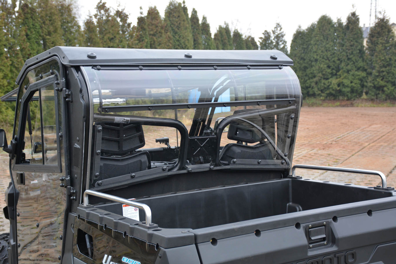 CF Moto U-Force 800 EX hard cab enclosure by HardCabs - steel roof, tilt-out glass windshield, poly doors