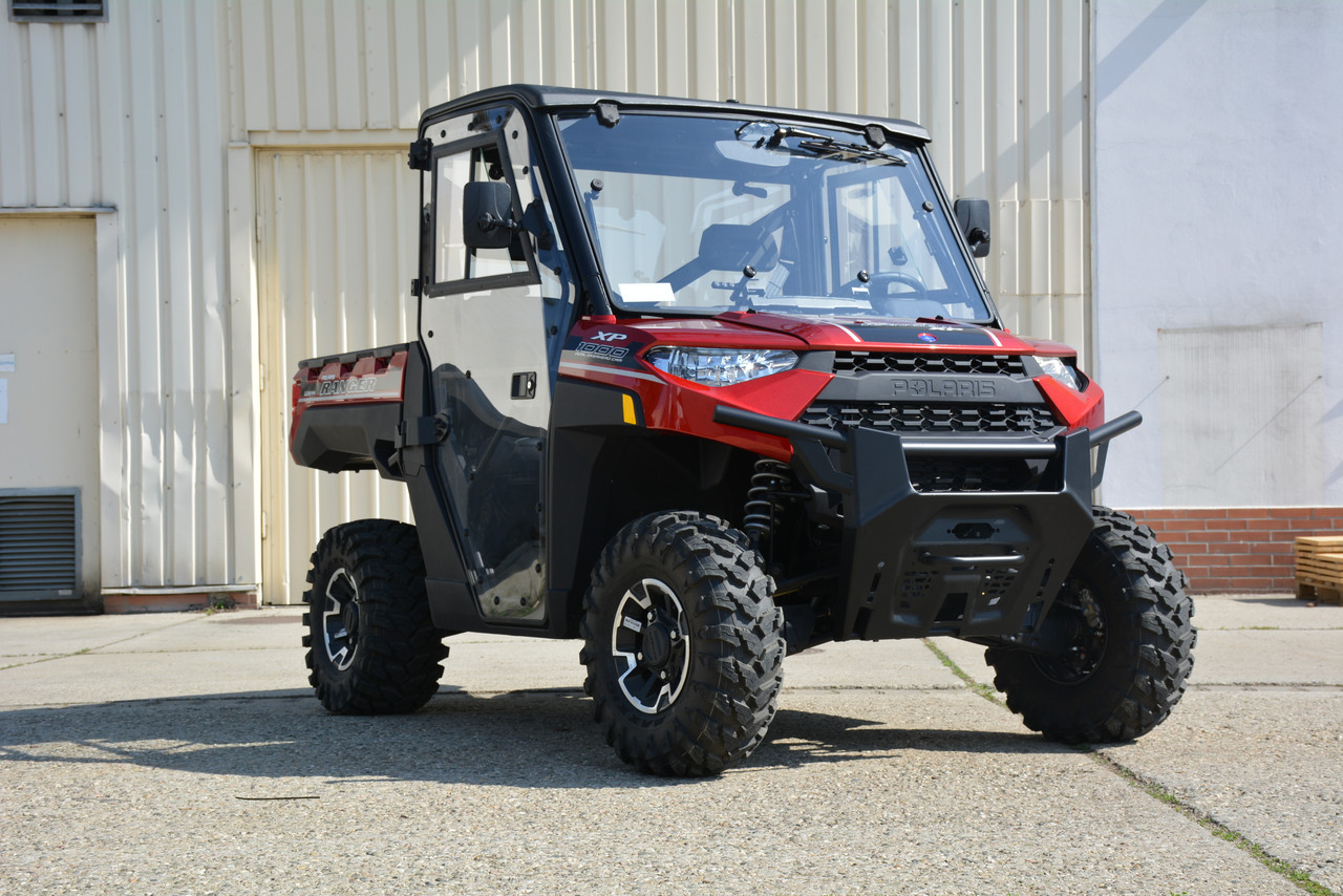 Polaris Ranger XP1000 hard cab enclosure by HardCabs - steel roof, tilt-out glass windshield, poly doors