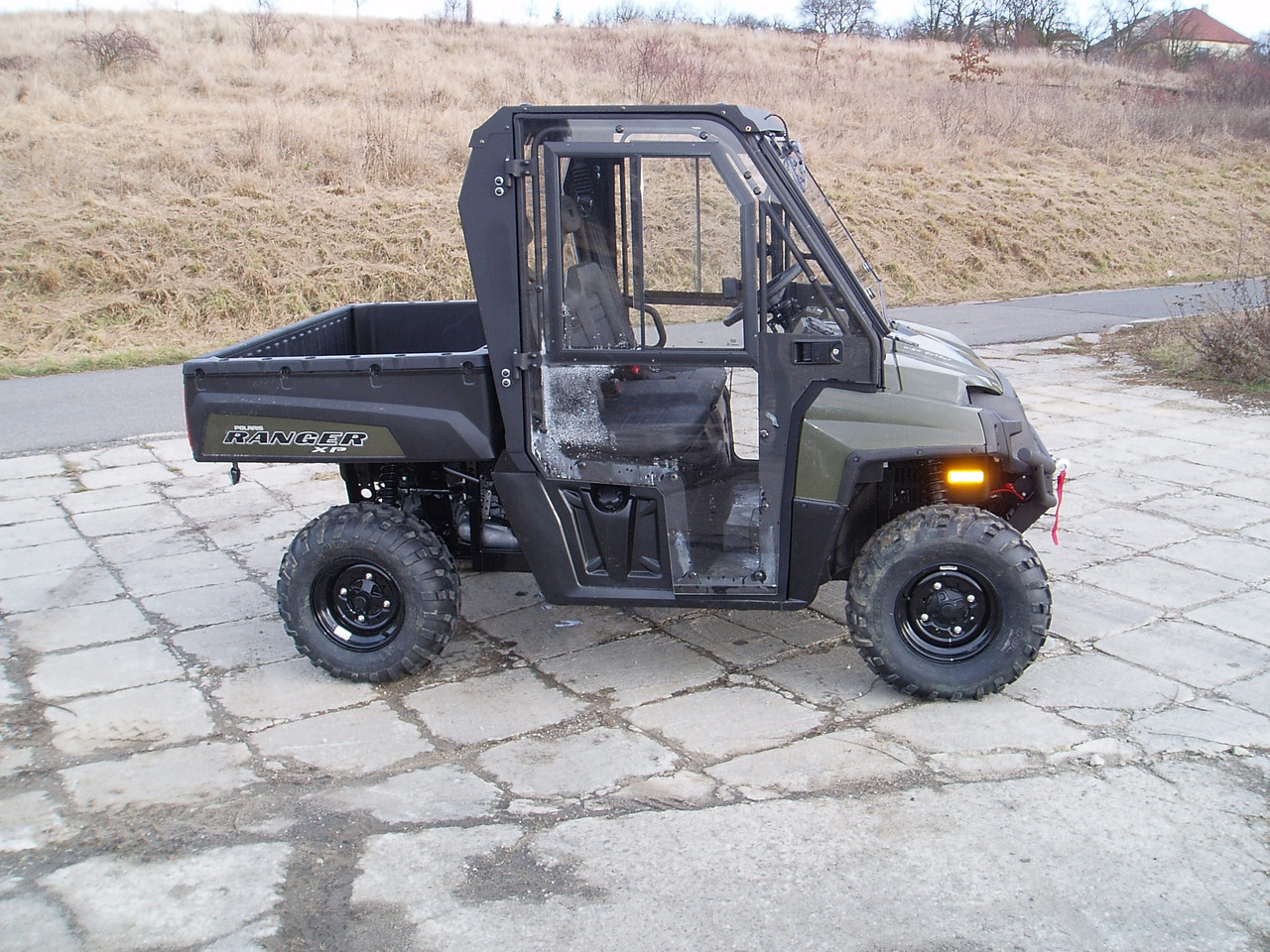 Polaris Ranger XP800 / 570 Full Size hard cab enclosure by HardCabs - steel roof, tilt-out glass windshield, poly doors