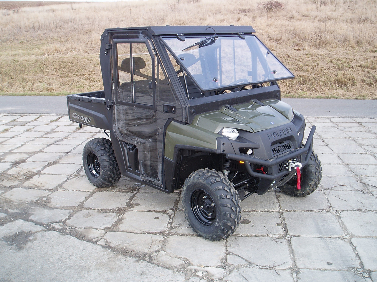 Polaris Ranger XP800 / 570 Full Size hard cab enclosure by HardCabs - steel roof, tilt-out glass windshield, poly doors