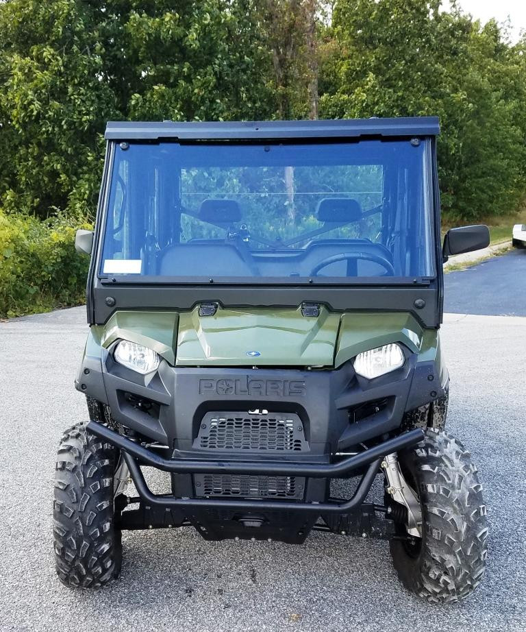 Polaris Ranger XP800 Crew Protector hard cab enclosure by HardCabs - steel roof, tilt-out glass windshield, poly doors