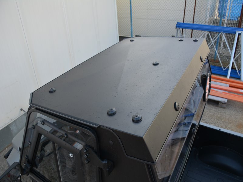 Kymco UXV 700i Sport hard cab enclosure by HardCabs - steel roof, tilt-out glass windshield, poly doors