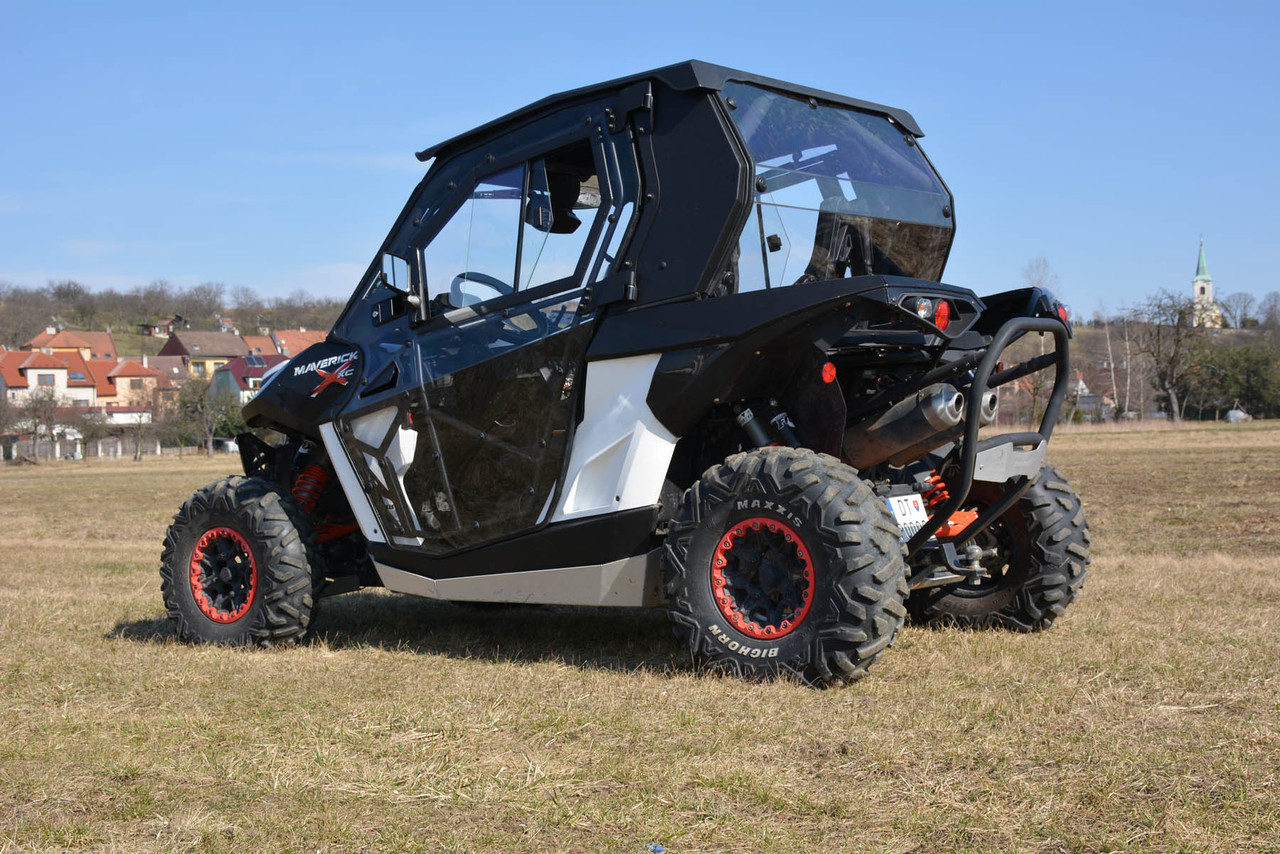 Can-Am Maverick 1000X DS hard cab enclosure by HardCabs - steel roof, tilt-out glass windshield, poly doors