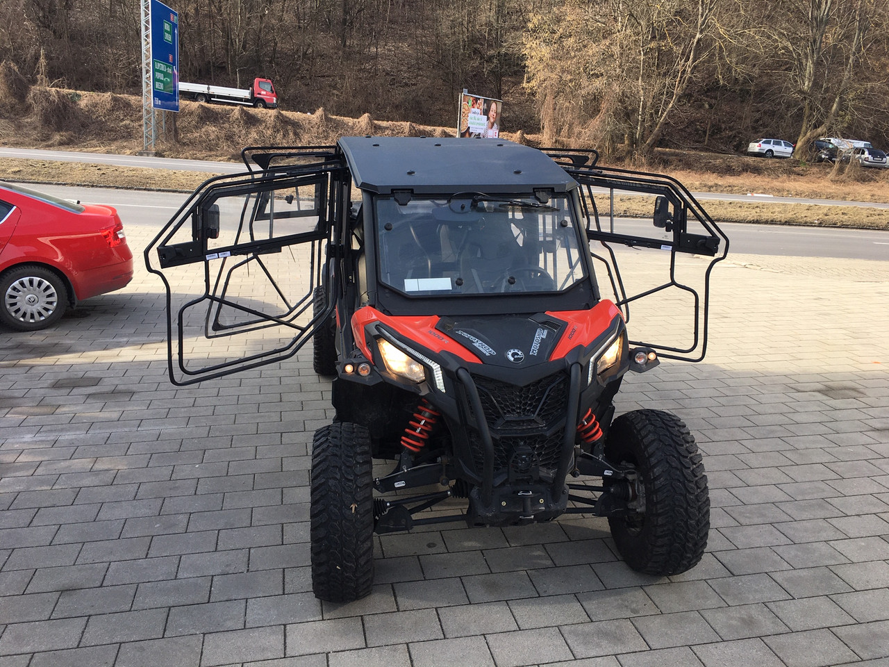 Can-Am Maverick Trail MAX hard cab enclosure by HardCabs - steel roof, tilt-out glass windshield, poly doors