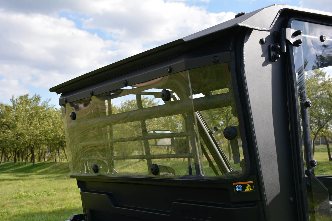 Kawasaki Mule MX hard cab enclosure by HardCabs - steel roof, tilt-out glass windshield, poly doors
