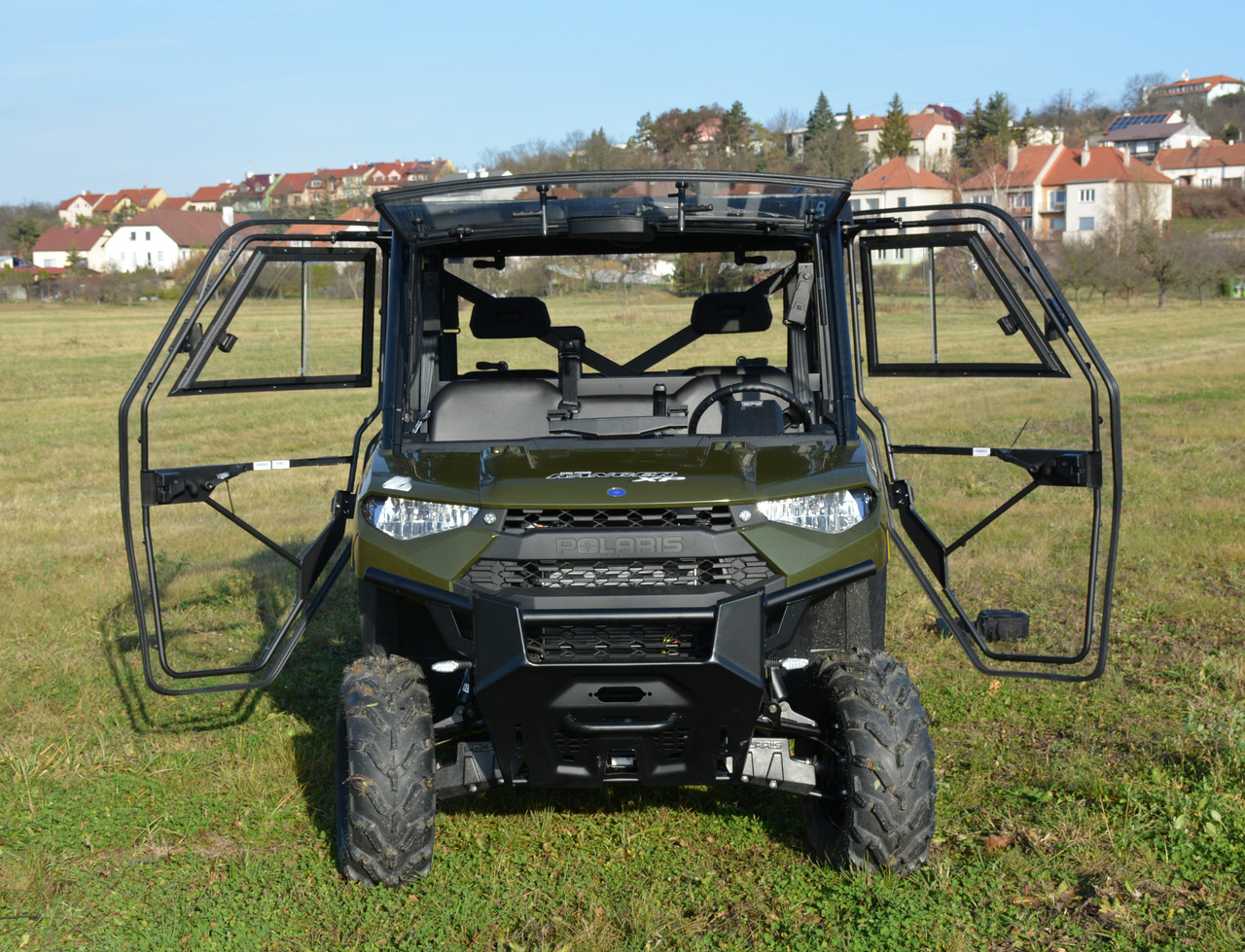 Polaris Ranger XP1000-4 Crew hard cab enclosure by HardCabs - steel roof, tilt-out glass windshield, poly doors