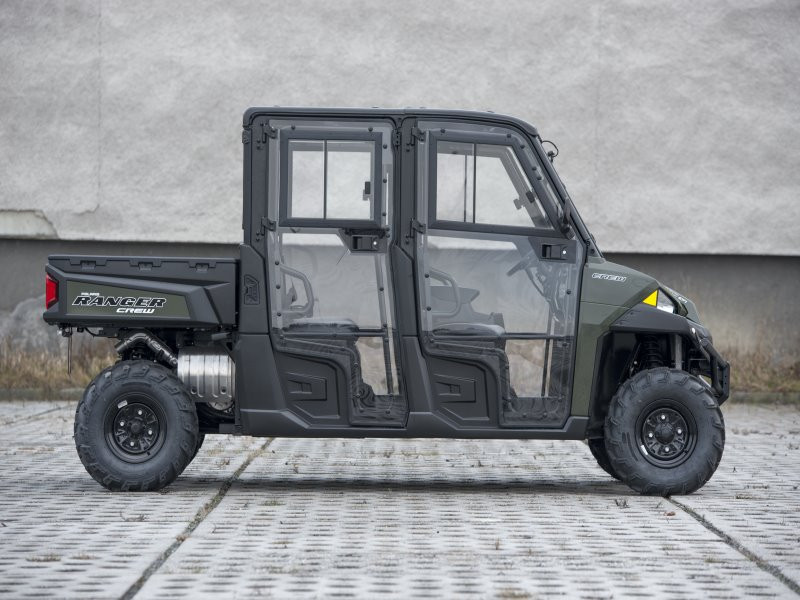 Polaris Ranger XP900 Crew hard cab enclosure by HardCabs - steel roof, tilt-out glass windshield, poly doors