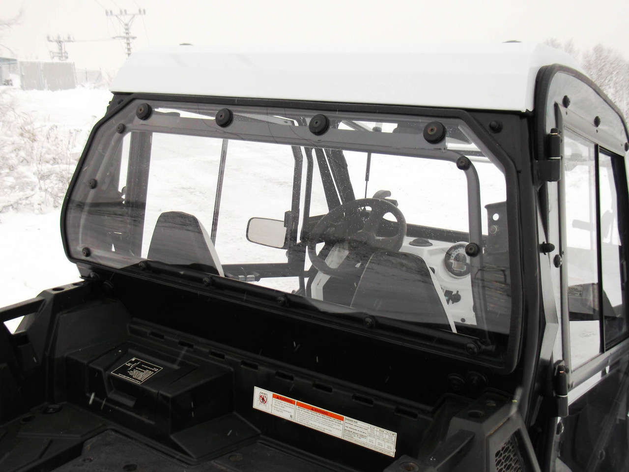 Polaris RZR XP 900 hard cab enclosure by HardCabs - steel roof, tilt-out glass windshield, poly doors