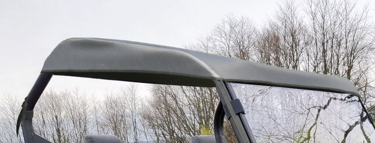 Thin strip view of the 3 Star soft top stretched over the roof of the Intimidator GC1K