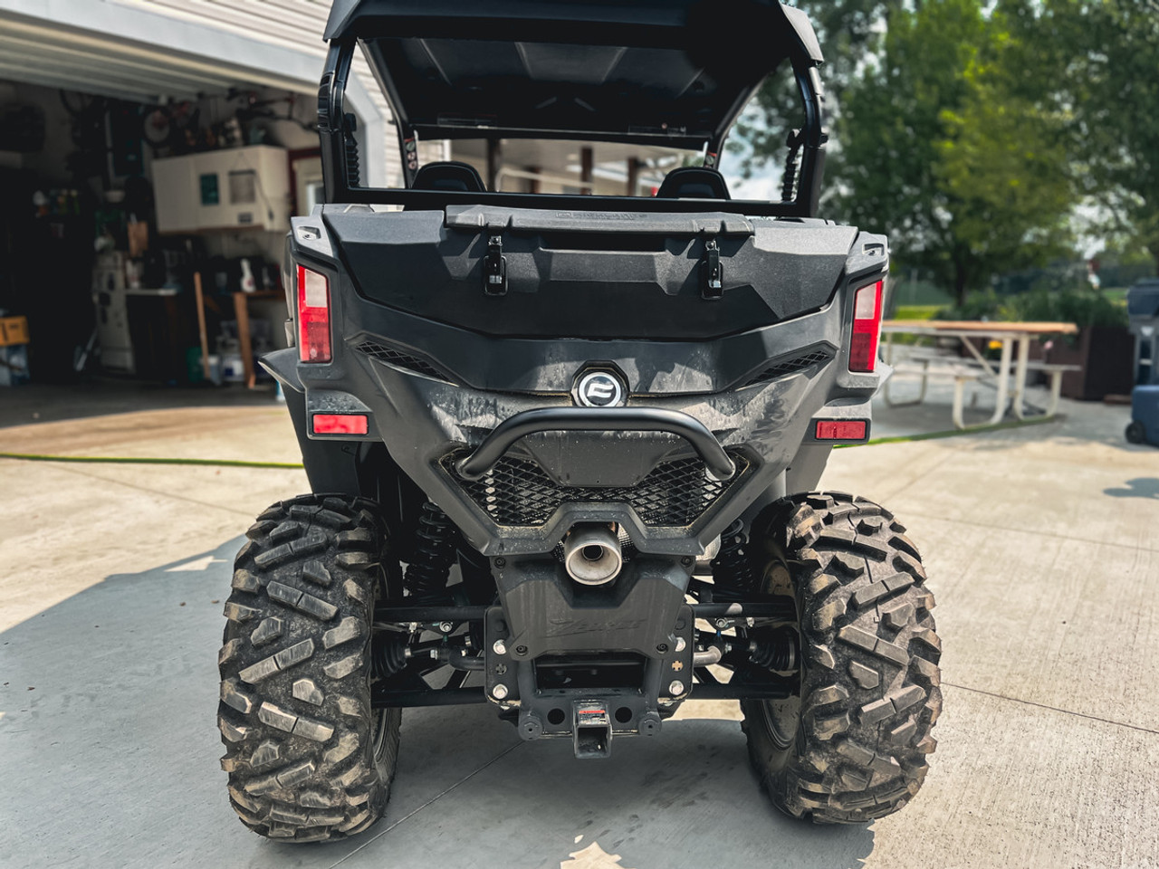 Highlands CFMoto ZForce 800 Trail & 950 Sport UTV Rear Cargo Box installed closed zoomed out