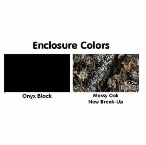 3 Star enclosure color swatches for the HiSun Sector 750 Crew door and rear window combo: onyx black and Mossy Oak camo