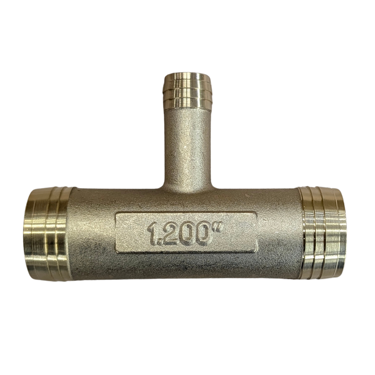 1-1/8'' Brass T Fitting, includes stainless steel hose clamps