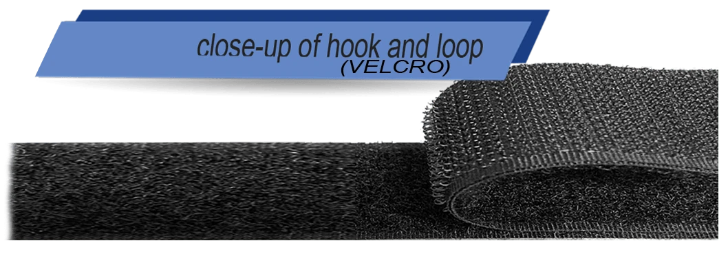 Close-up of the black hook and loop fastener strip used on the 3 Star Mahindra Roxor soft doors