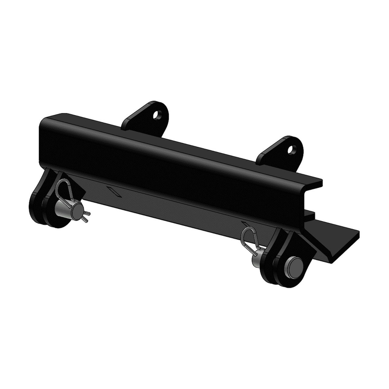 Eagle plow mount for Bad Boy Buggie, black steel crossmember with end brackets and pins, 3D render