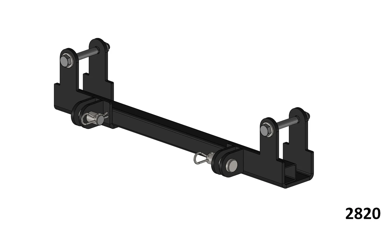 Eagle plow mount for Kawasaki, black steel cross bar with upright brackets and pins, 3D render