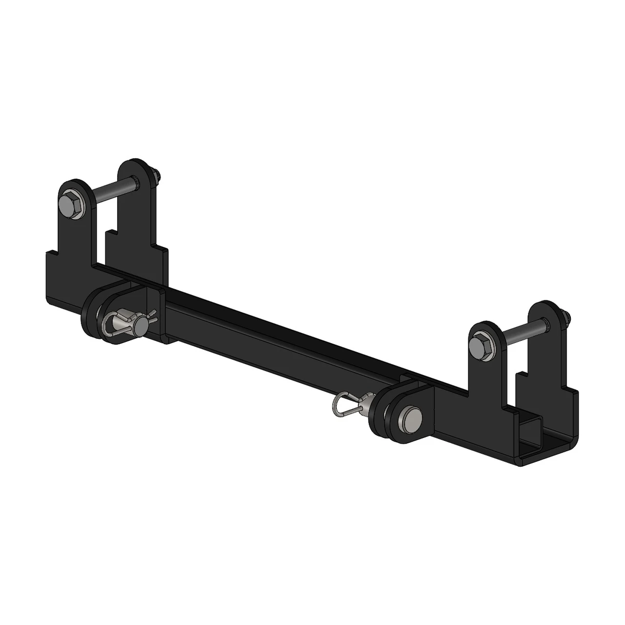 Eagle plow mount for Kawasaki, black steel cross bar with upright brackets and pins, 3D render