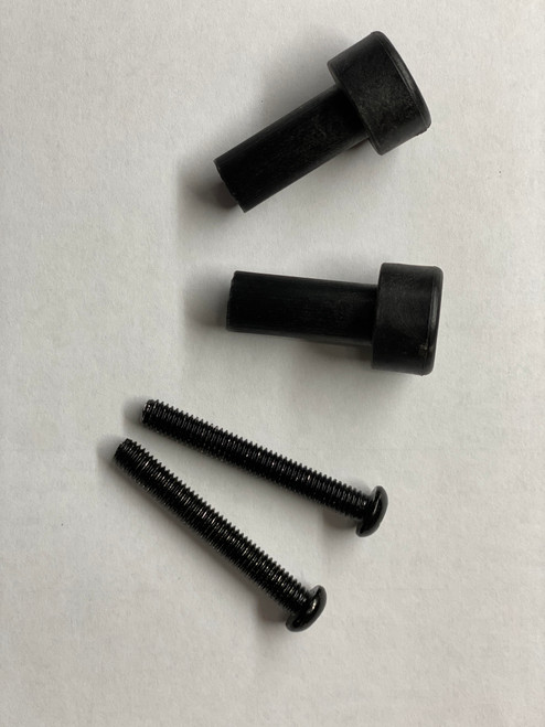 Direction 2 replacement part for Tilting Direction 2 windshields: two black pivot adaptors with two bolts on grey
