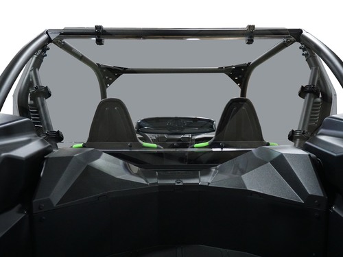 Spike rear windshield for Kawasaki KRX 1000 2-seat: tinted rear windshield with vent, straight rear view