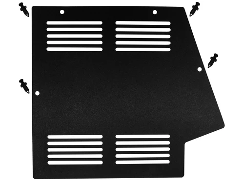 Spike accessory for Can-Am Maverick X3: black louvered battery cover panel with push pins on white