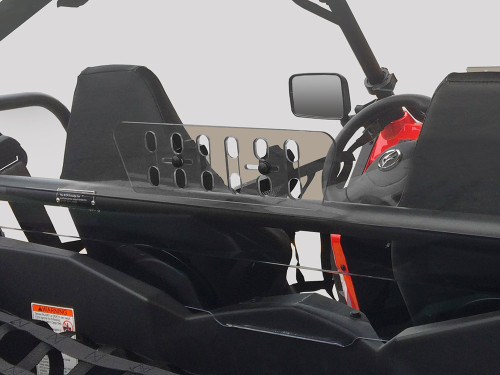 Spike rear windshield for CFMOTO ZForce 500/800 and ZForce 1000: close-up of the rear windshield sliding vent behind the...