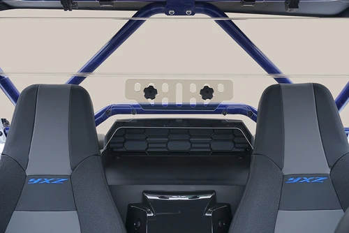 Spike rear windshield for Yamaha YXZ: tinted rear windshield vent behind Yamaha YXZ seats