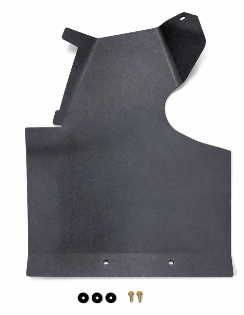 SCM inner fender block-off kit for CF Moto UForce U10 Pro and U10 Pro XL: black inner fender panel with fasteners on...