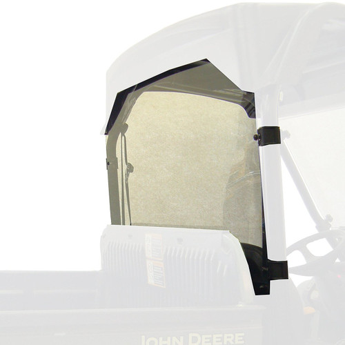 Rendering of the Kolpin rear window and mounting brackets highlighted on a grayed-out John Deere, rear view